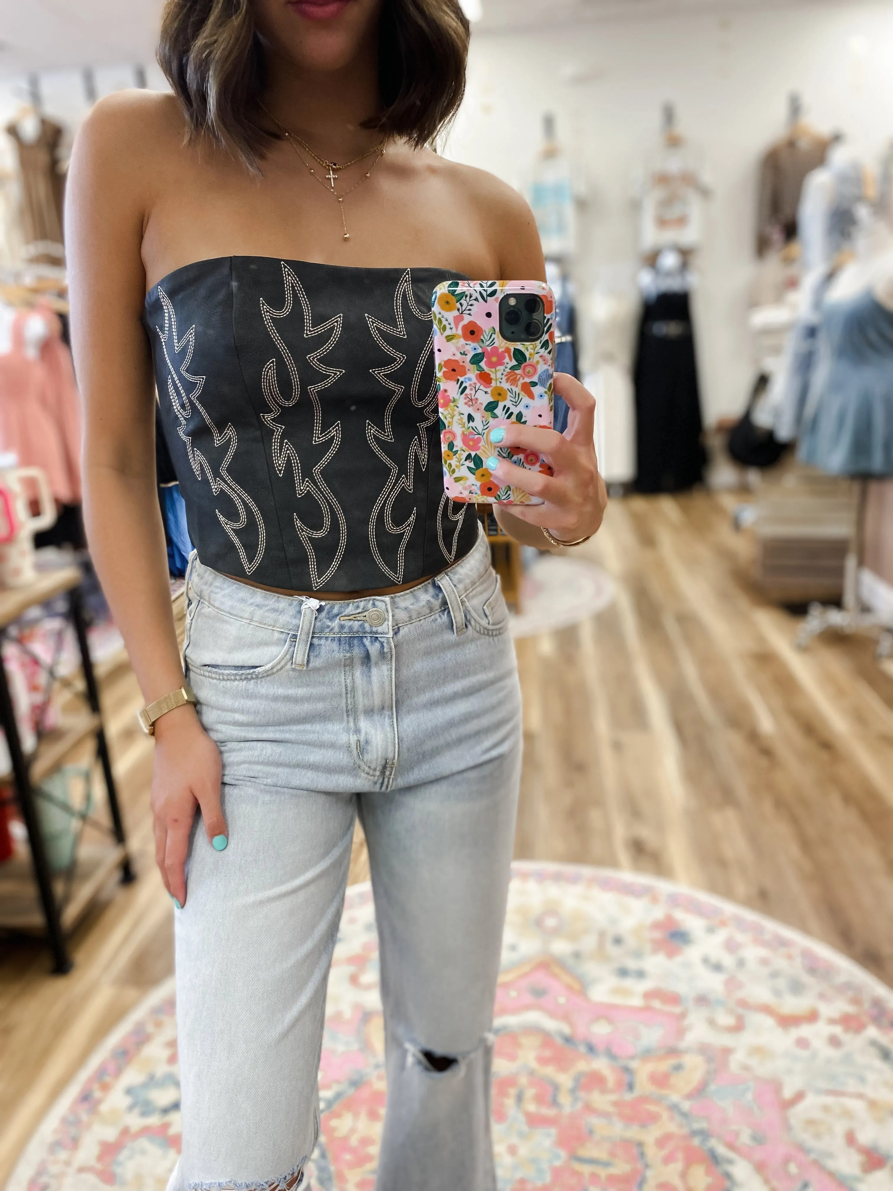 Cowgirl Black Corset Top