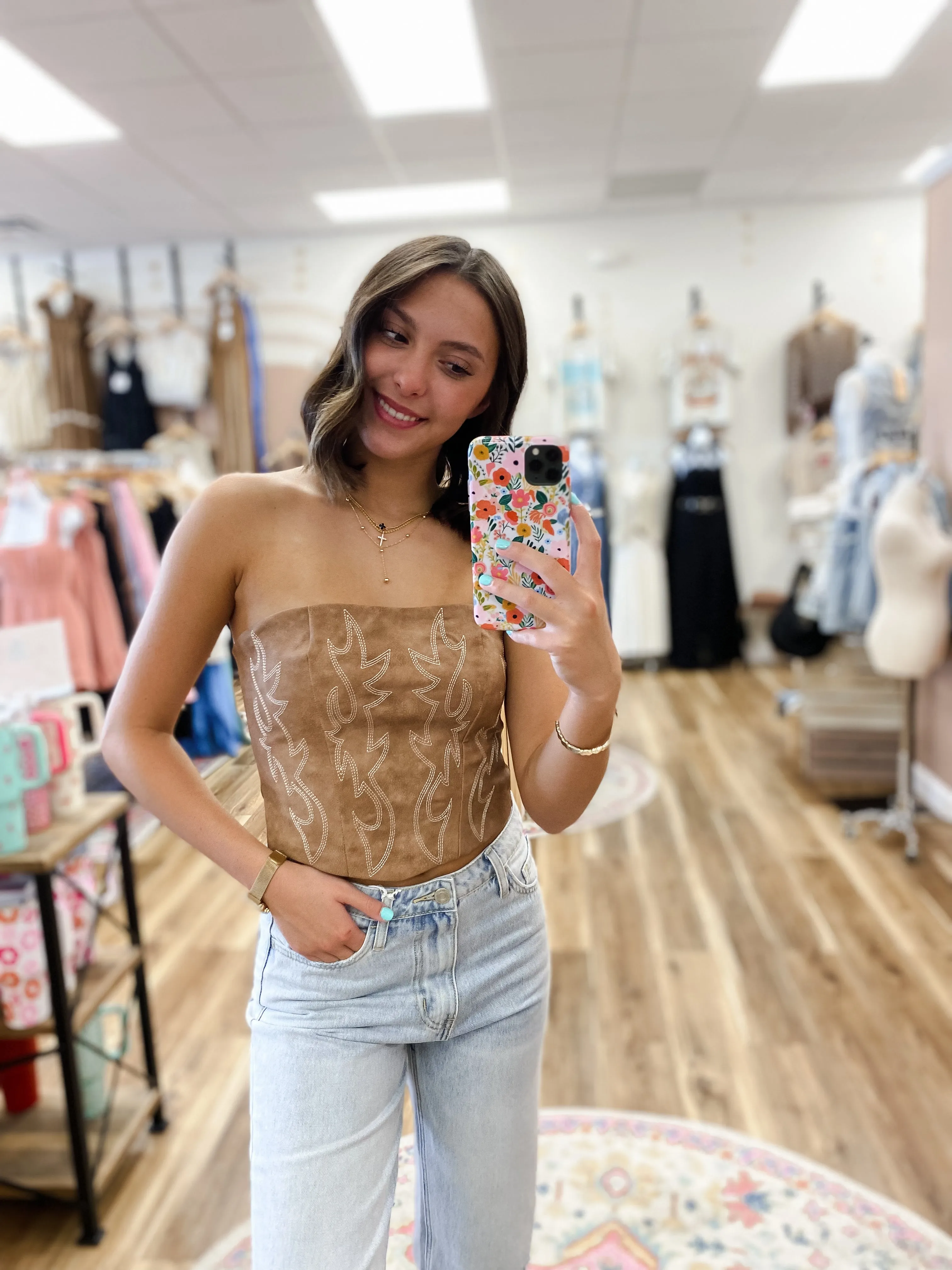 Cowgirl Brown Corset Top
