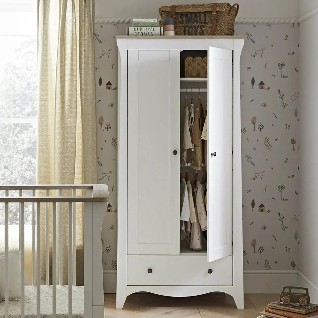 CuddleCo Clara Wardrobe - White & Ash