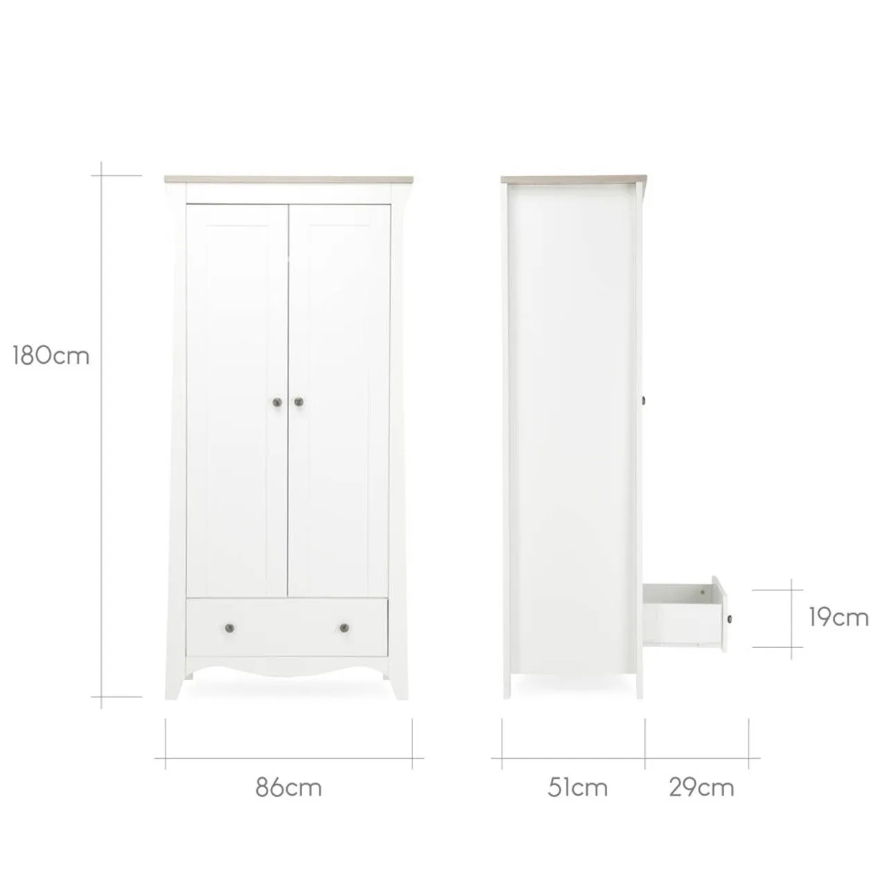 CuddleCo Clara Wardrobe - White & Ash