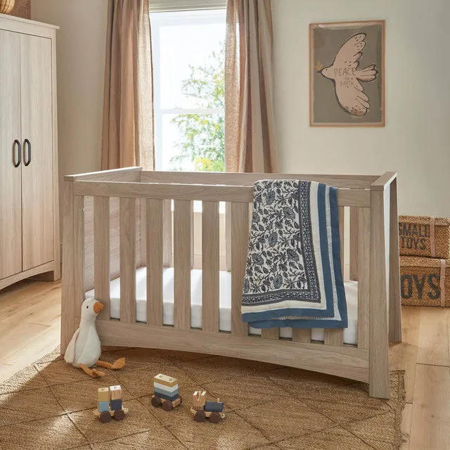 CuddleCo Isla 3 Piece Nursery Furniture Set with Cot Bed, Dresser and Wardrobe - Ash