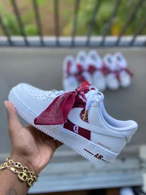 Custom Burgundy Bandana Air Force 1s