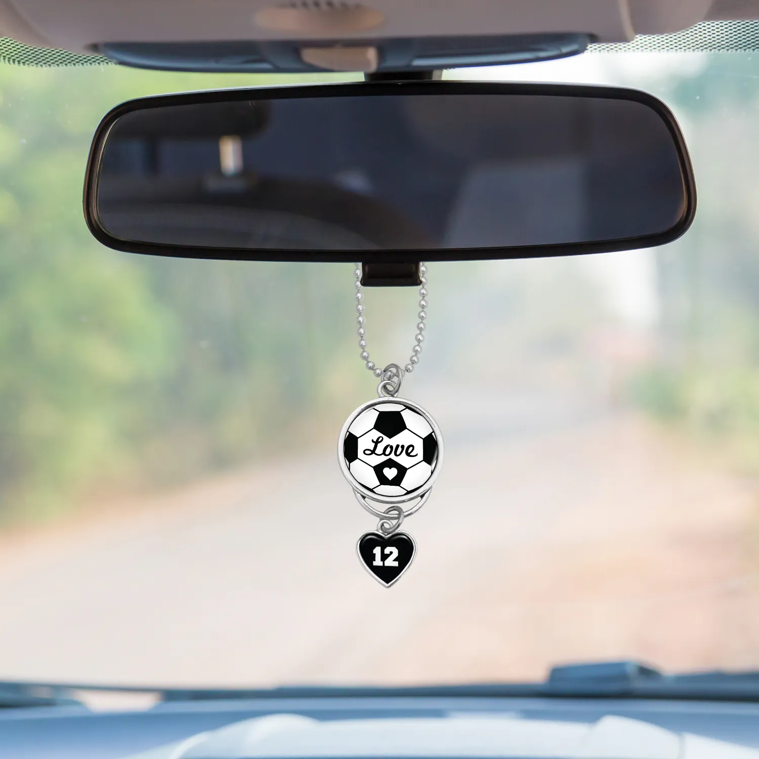 Customizable Soccer Love Rearview Mirror Charm