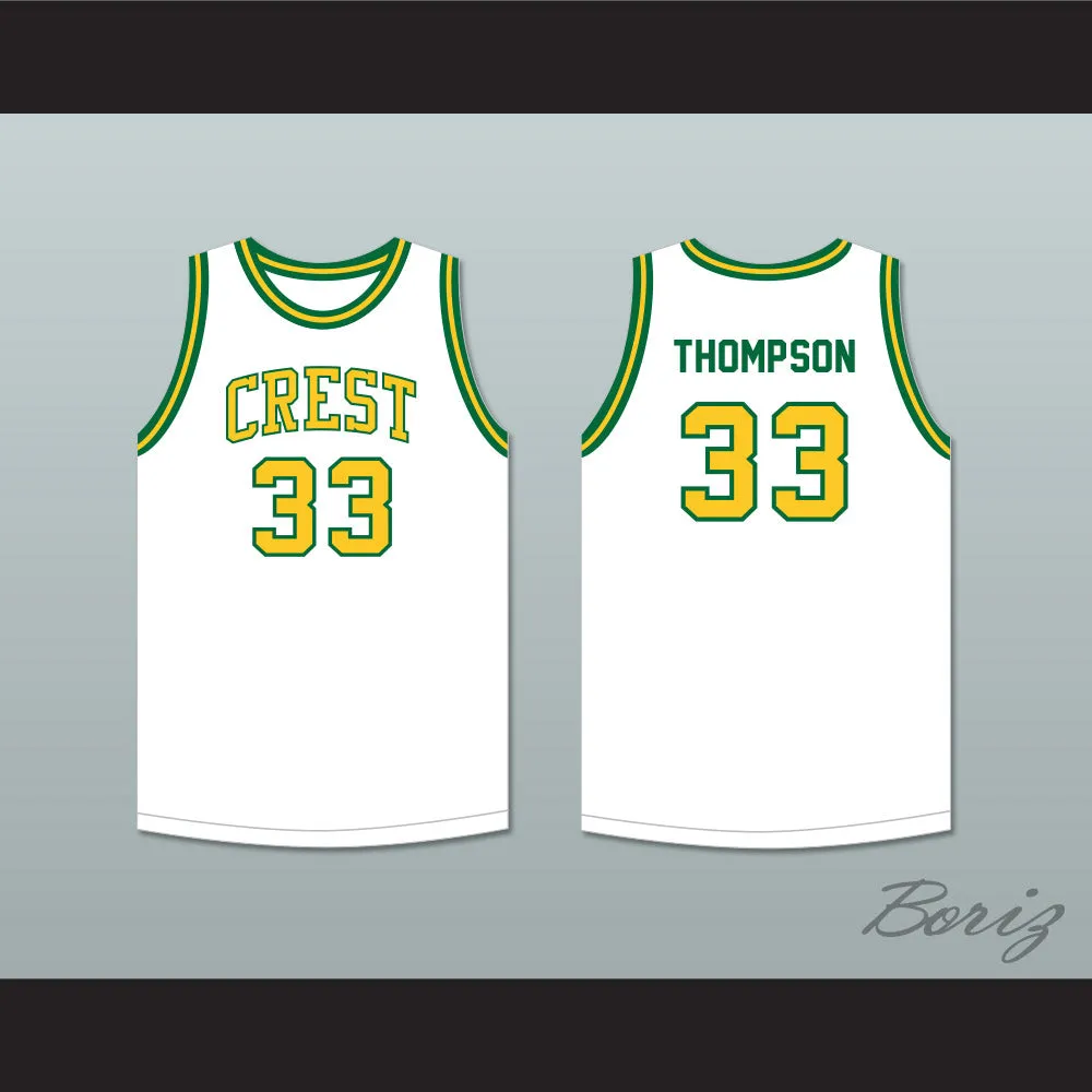 David Thompson 33 Crest High School Chargers White Basketball Jersey 1