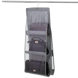 Dearjana Wardrobe Hanging Handbag Organizer 6 Large Pockets Dust-Proof Bag Storage Purse Handbag Tote Bag Holder Organizer for Closet Bedroom