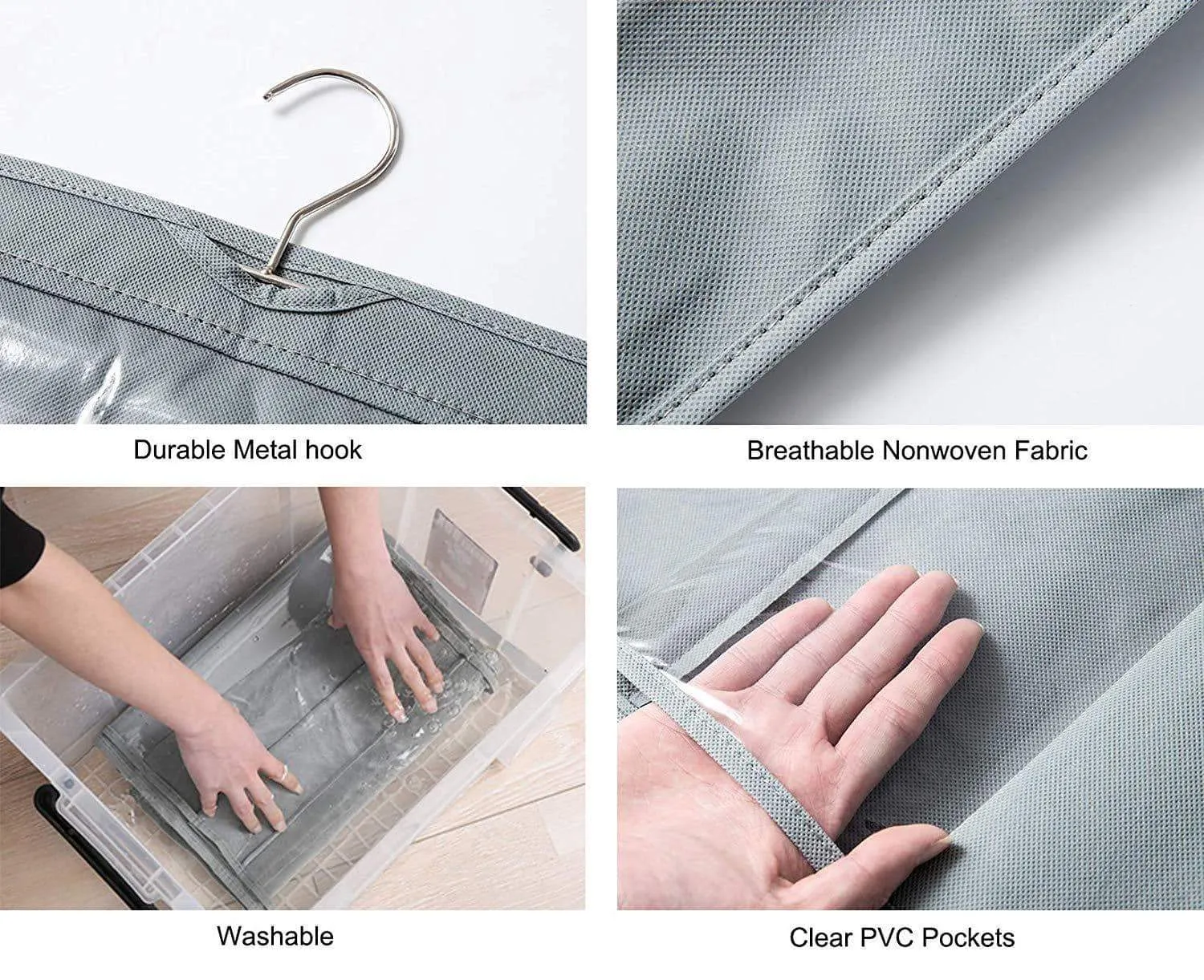 Dearjana Wardrobe Hanging Handbag Organizer 6 Large Pockets Dust-Proof Bag Storage Purse Handbag Tote Bag Holder Organizer for Closet Bedroom