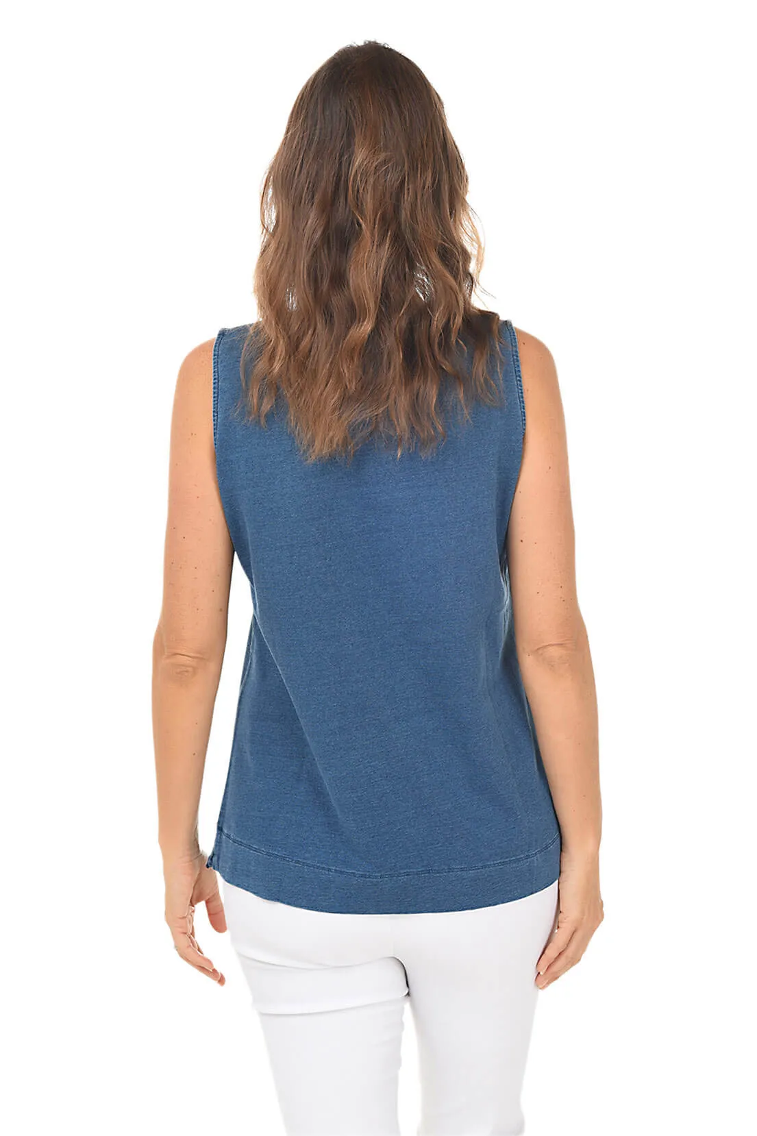 Denim Sleeveless Knit Top