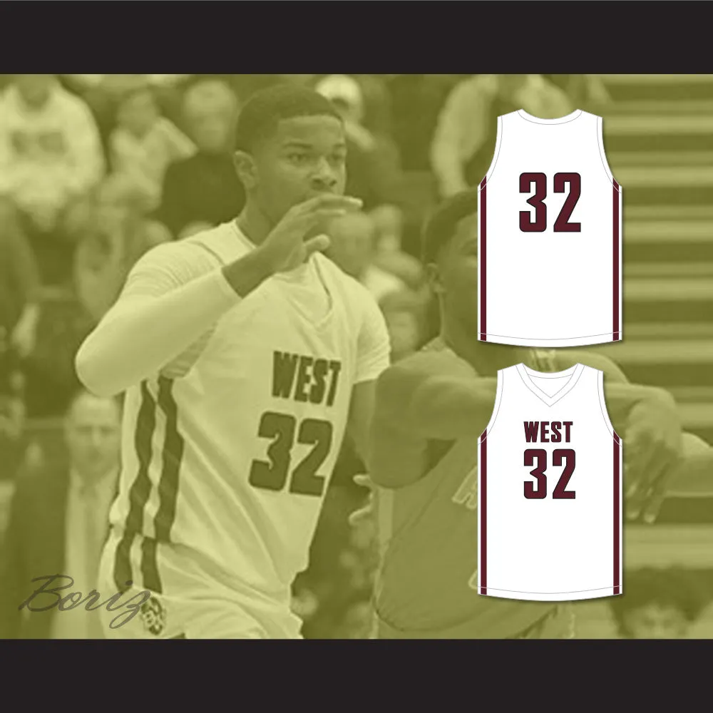 EJ Liddell 32 Belleville High School-West Maroons White Basketball Jersey 1
