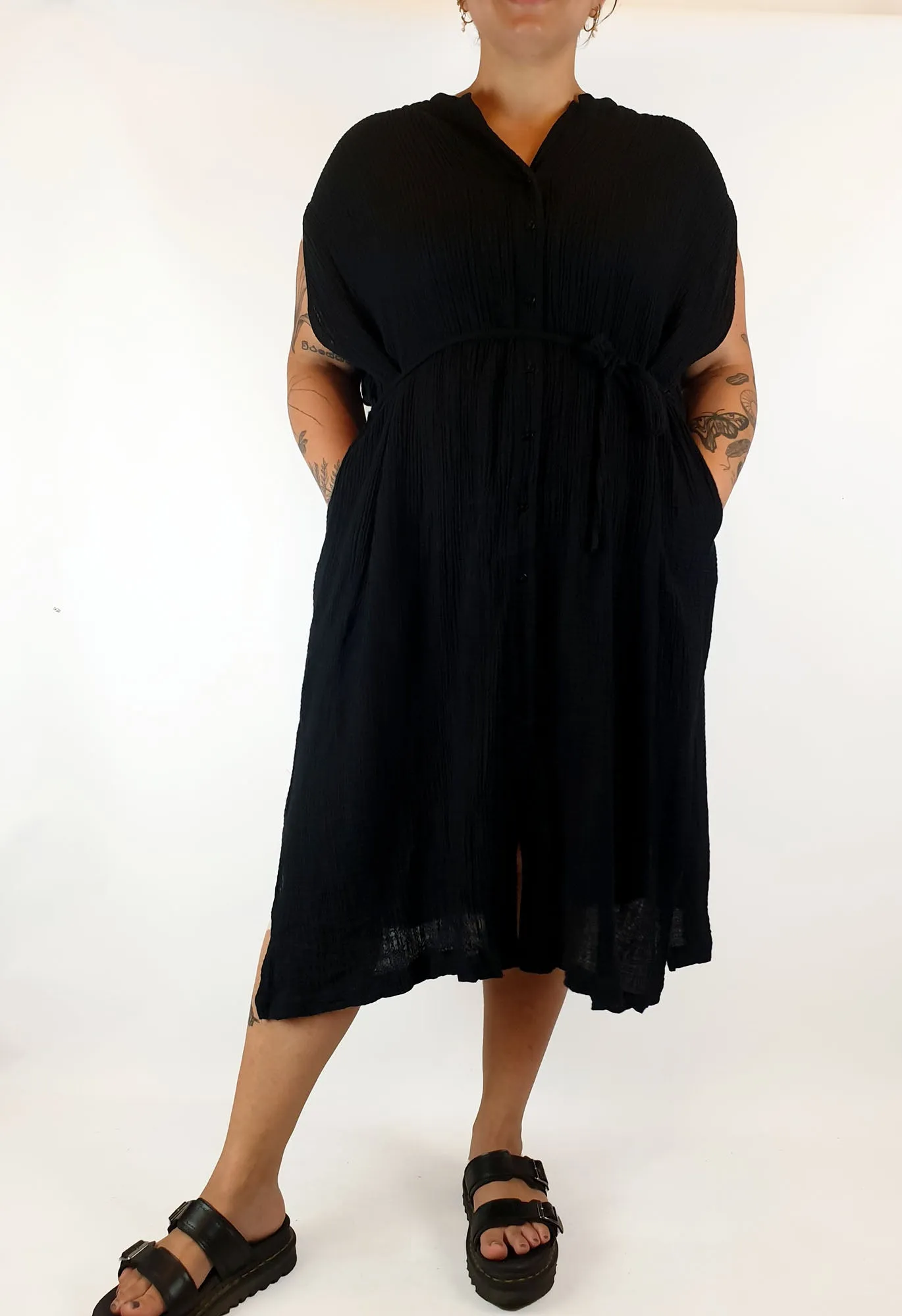 Elk black oversize sleeveless dress - one size, best fits 12-16