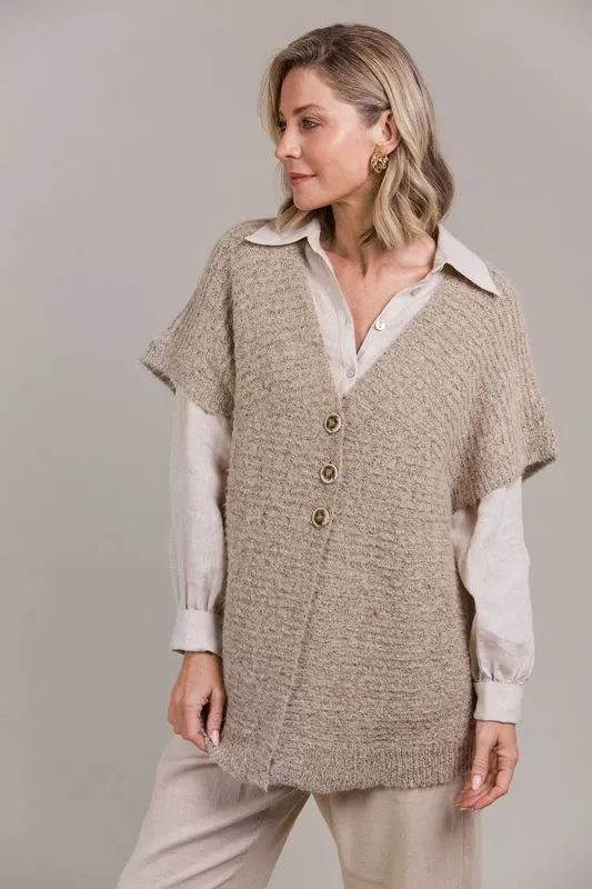 Folie Button Vest - Oat