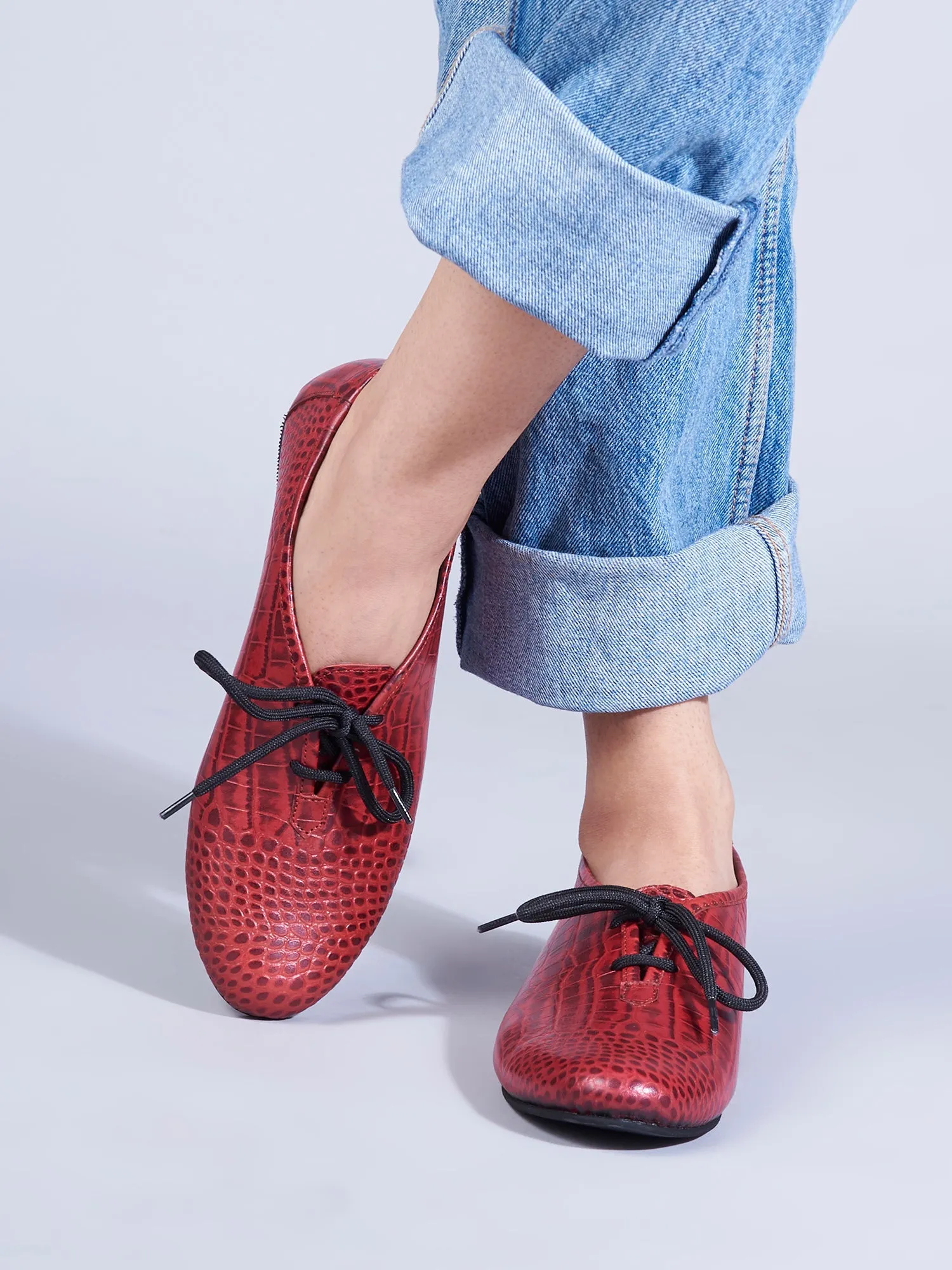 Freya in Red Derby Shoes With For Women
