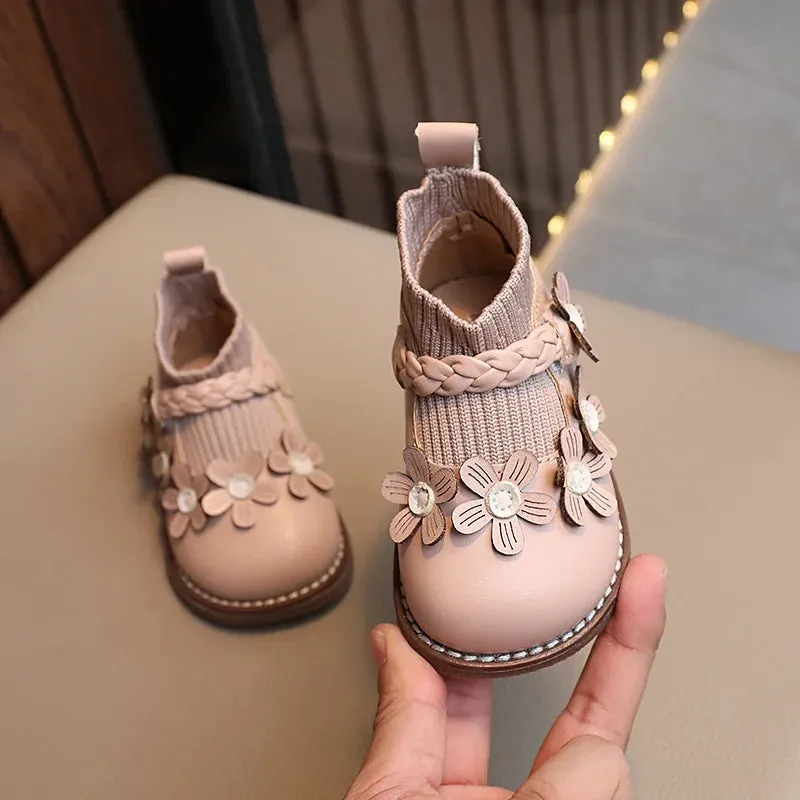 Girls' Boots With Floral Appliqués - Cute Design For Spring