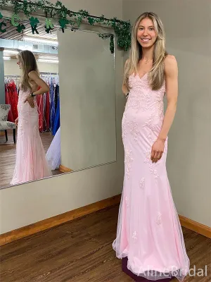 Gorgeous V-neck Spaghetti Strap Mermaid Long Prom Dress,PD38013