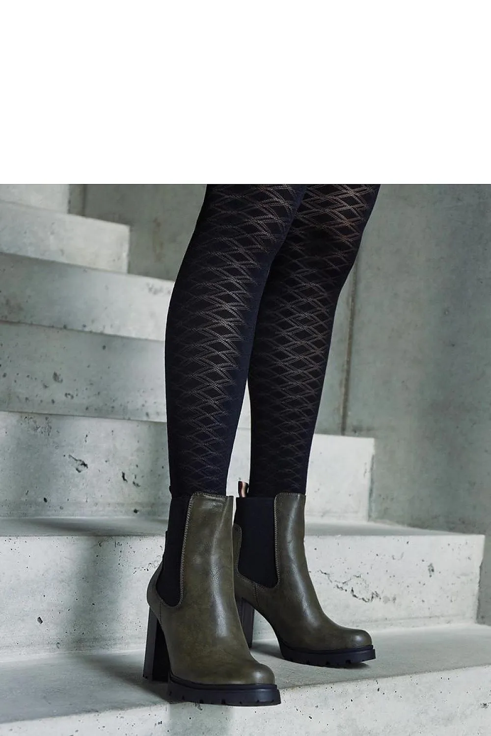 Green ankle heel boots