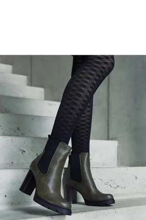 Green ankle heel boots