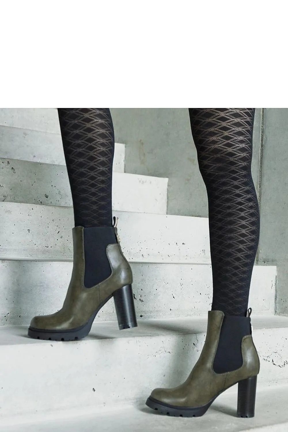 Green ankle heel boots