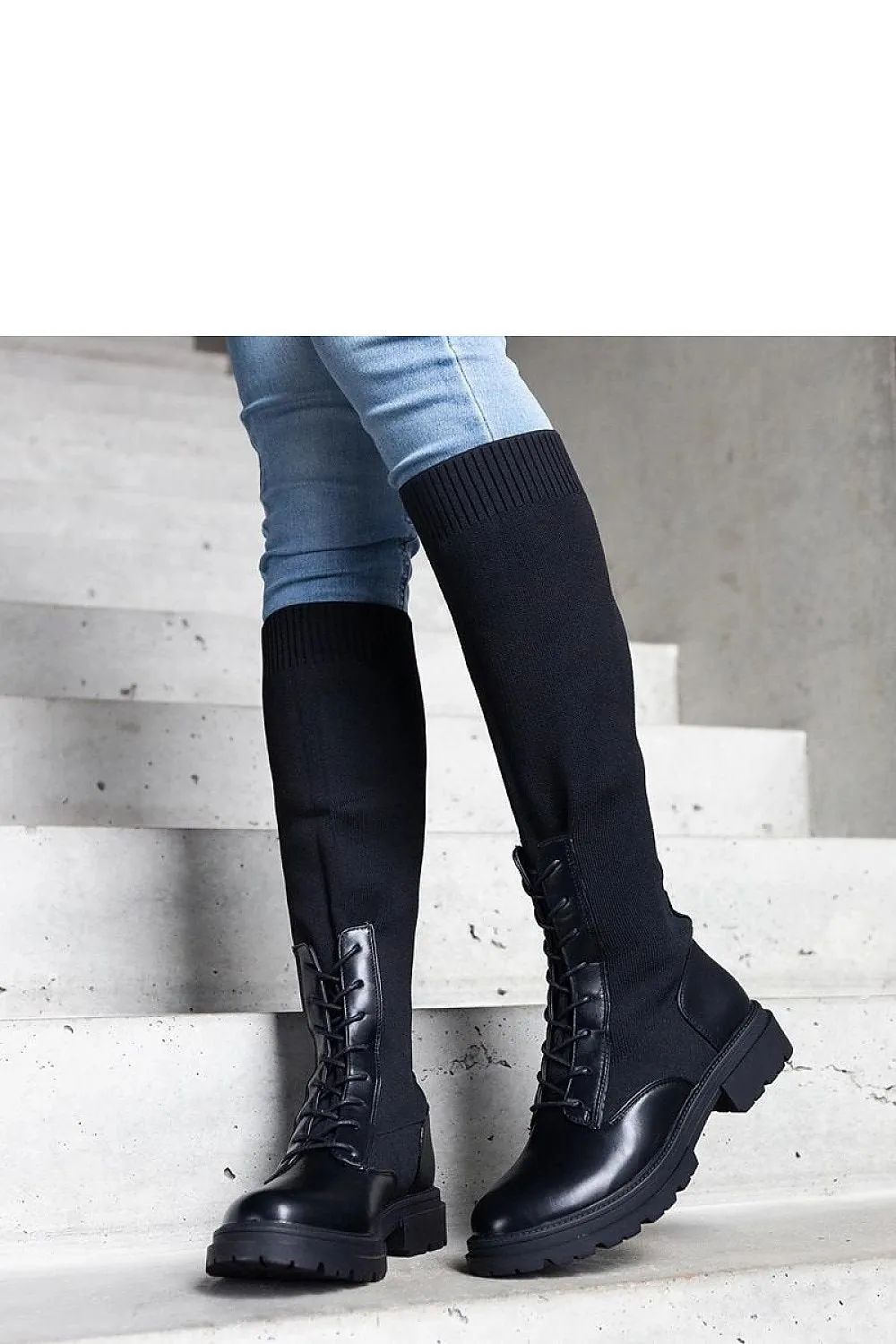 Green slip-on knee-high boots