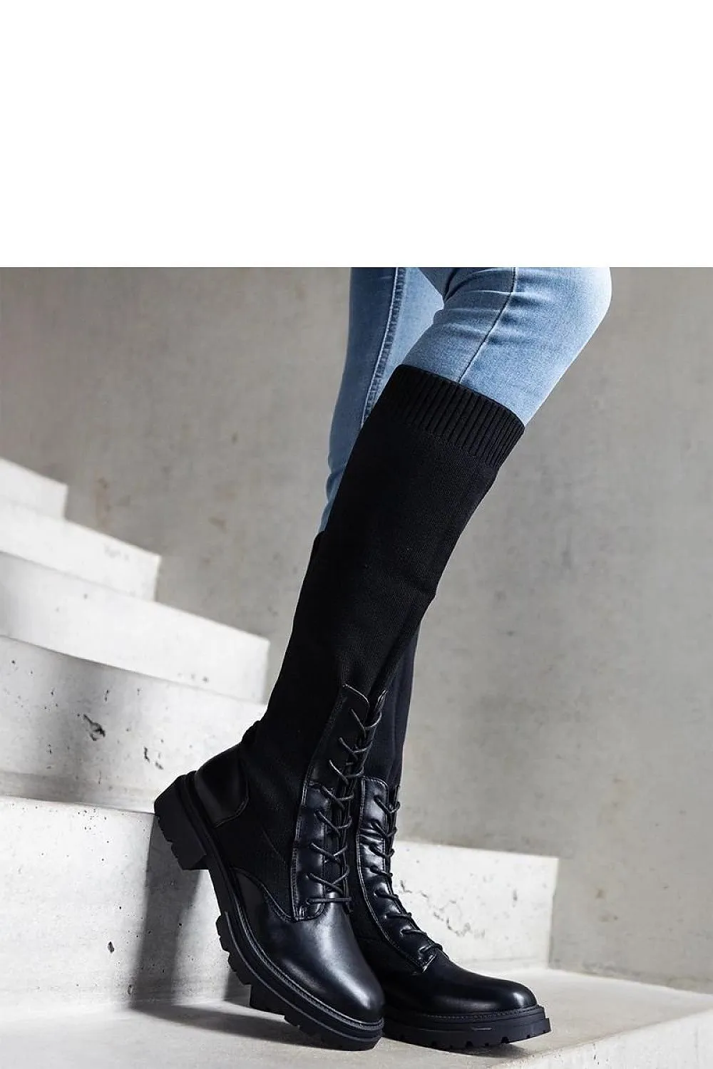 Green slip-on knee-high boots