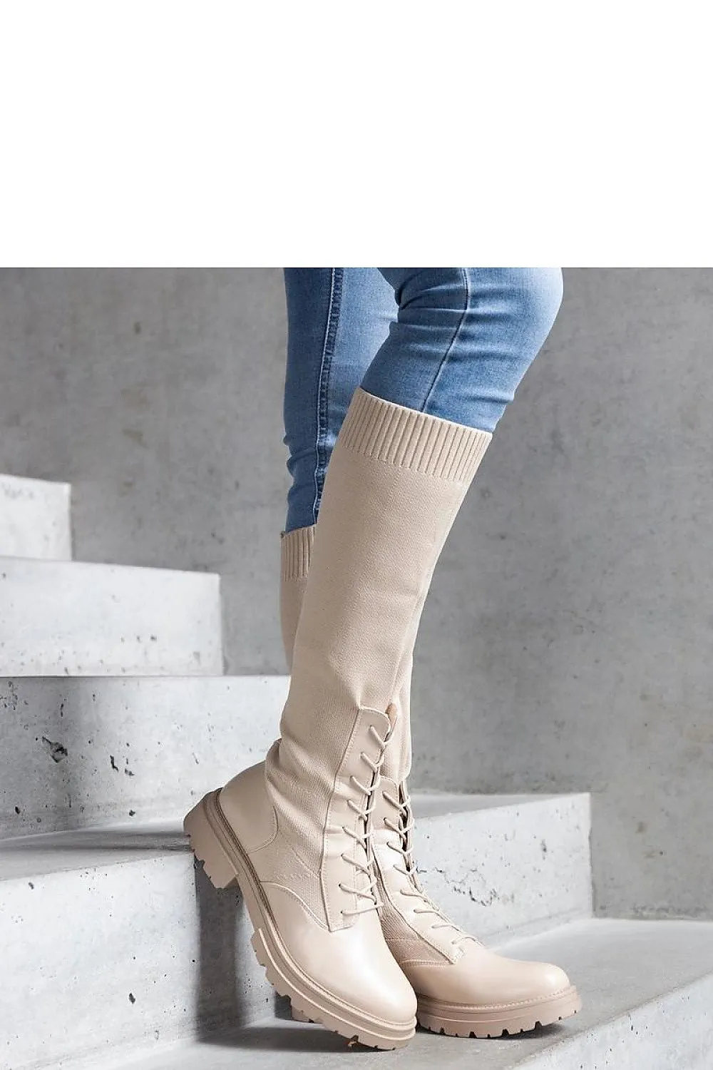 Green slip-on knee-high boots