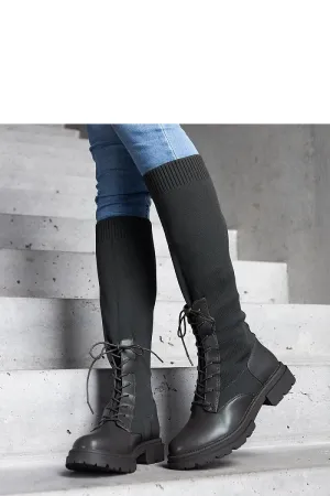 Green slip-on knee-high boots