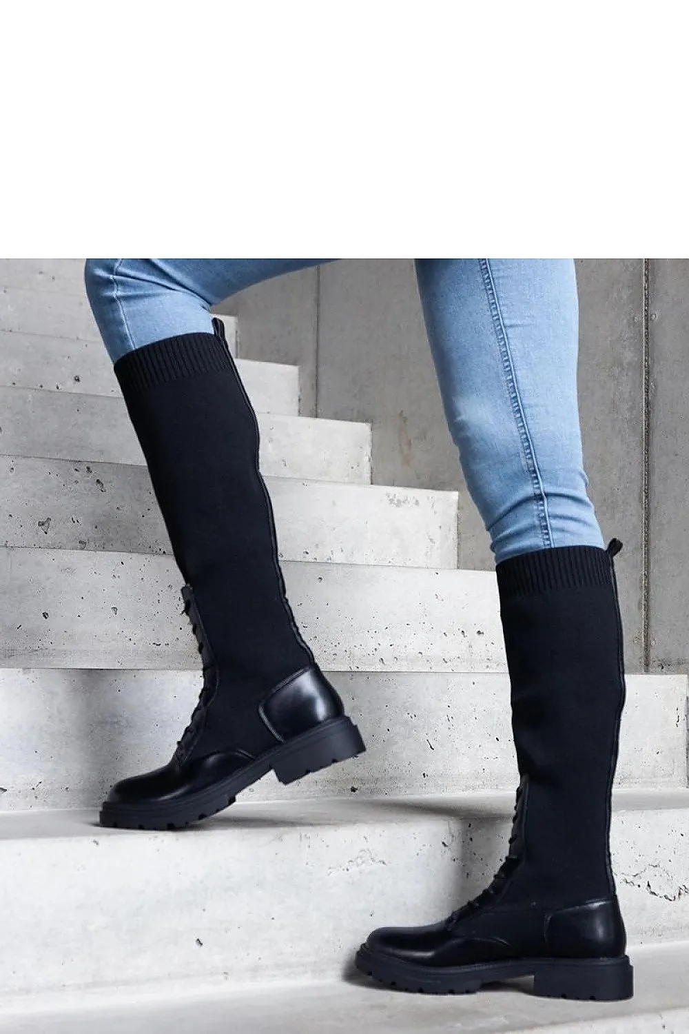 Green slip-on knee-high boots