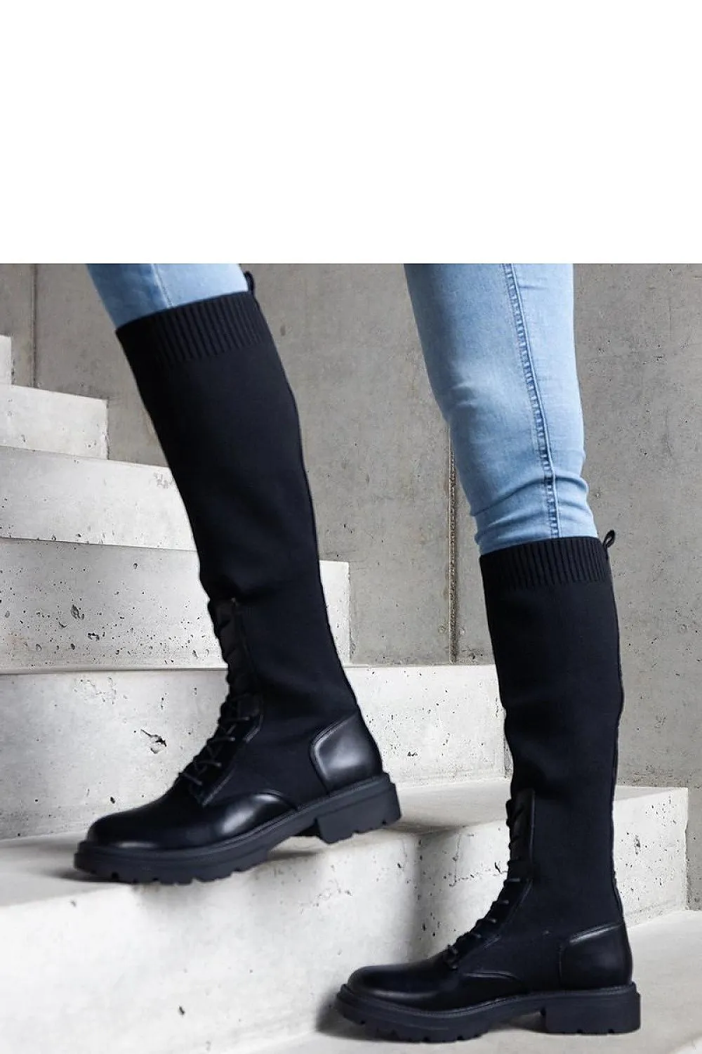 Green slip-on knee-high boots