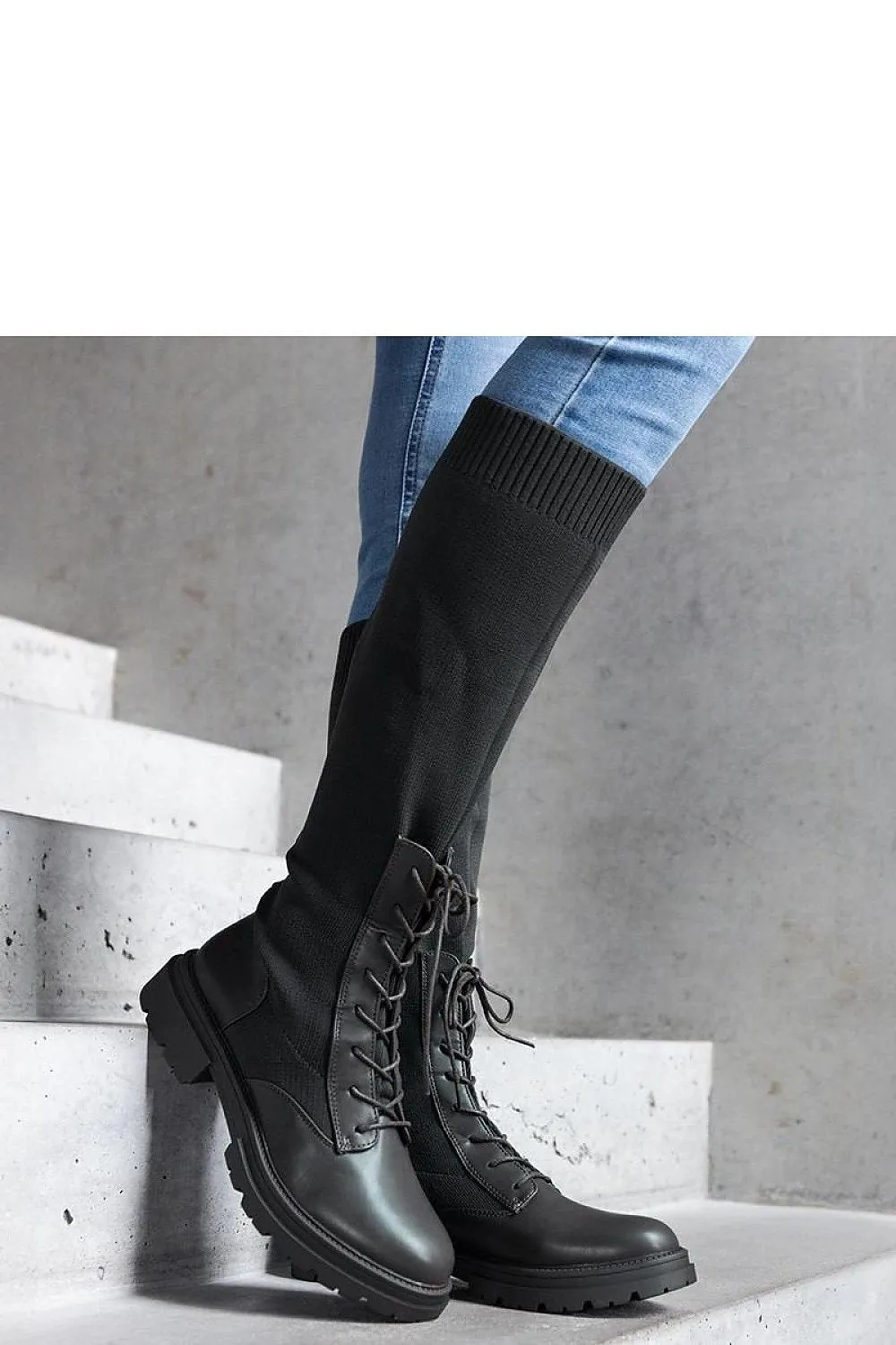 Green slip-on knee-high boots