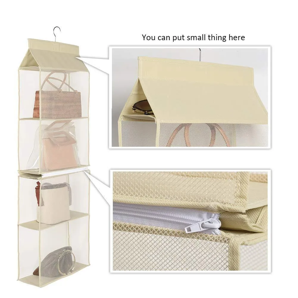 Hanging Purse Handbag Organizer Handbag Organizer for Purses Homewares Nonwoven 4 Pockets Hanging Closet Storage Bag Holder Wardrobe Closet Space Saving Organizers System for Living Room Bedroom Use
