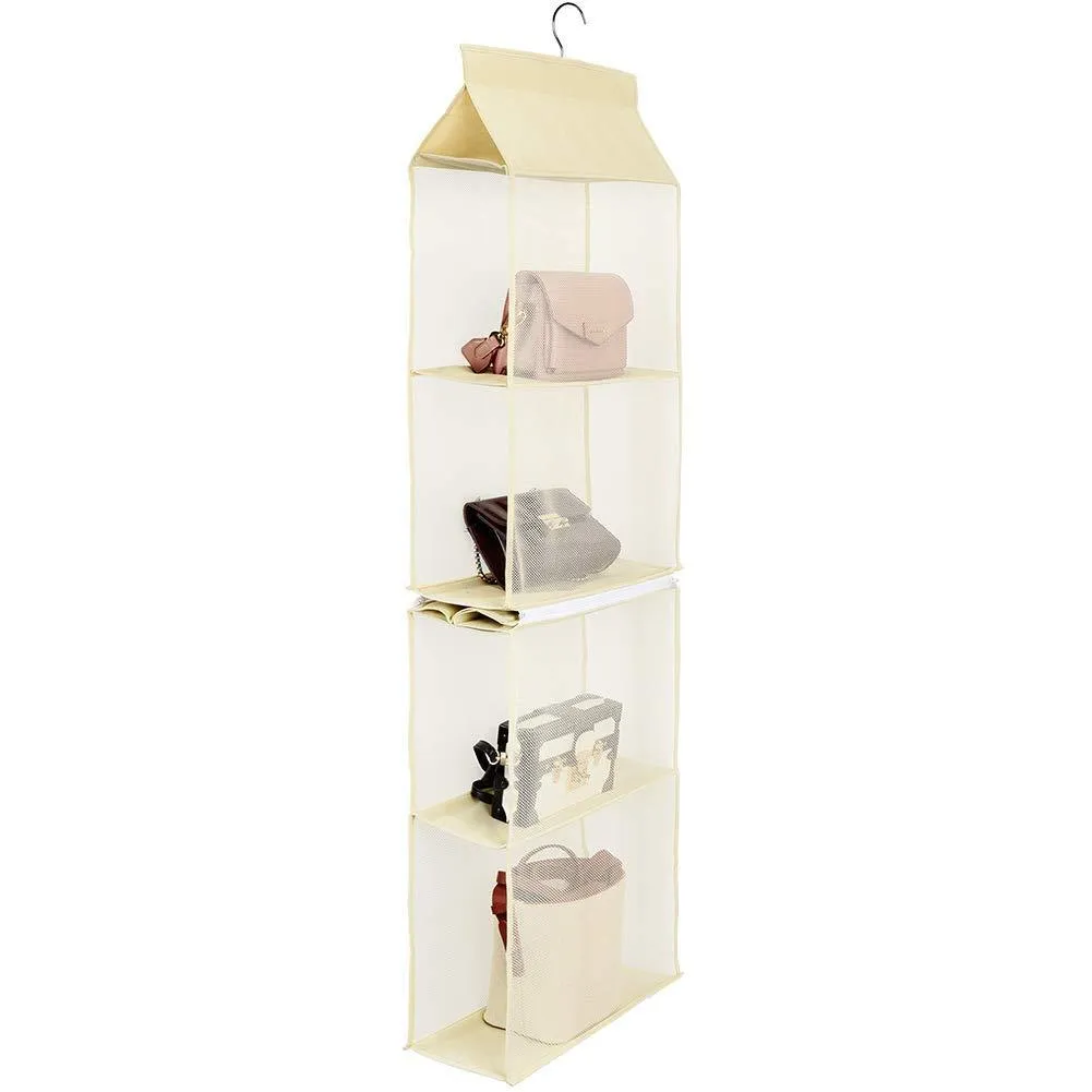 Hanging Purse Handbag Organizer Handbag Organizer for Purses Homewares Nonwoven 4 Pockets Hanging Closet Storage Bag Holder Wardrobe Closet Space Saving Organizers System for Living Room Bedroom Use