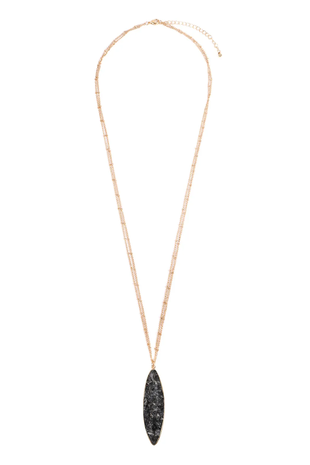 HDN2879 - NATURAL STONE MARQUISE SHAPE PENDANT NECKLACE