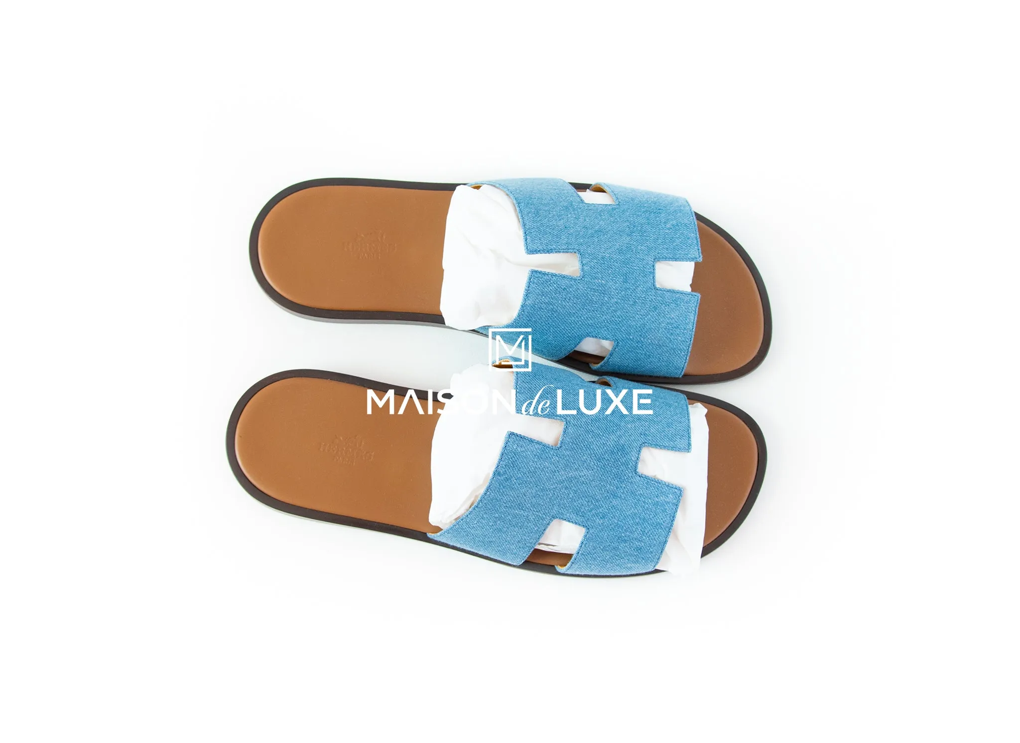 Hermes Men's Denim Clair Izmir Sandal 44