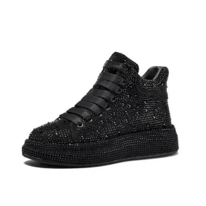 Hot Top Quality Winter Warm Fur Sneakers Sexy Women Skate Shoes New Rhinestone High Top Board Shoes Shiny Women's Casual Shoes