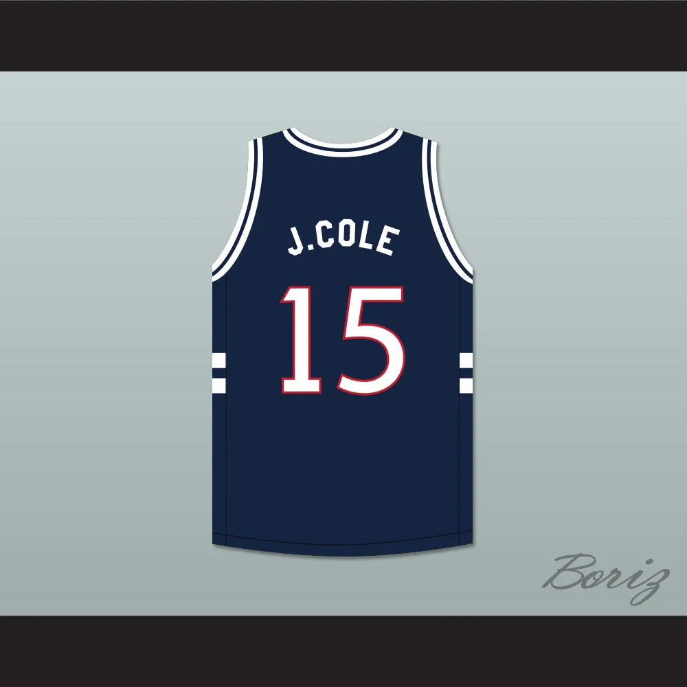 J. Cole 15 Bulldogs High School Navy Blue Basketball Jersey