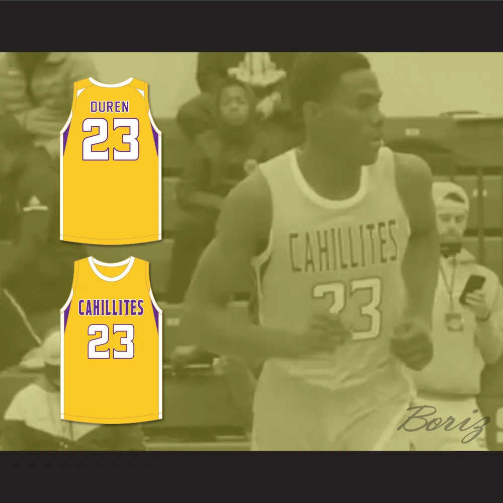 Jalen Duren 23 Roman Catholic High School Cahillites Yellow Gold Basketball Jersey 2