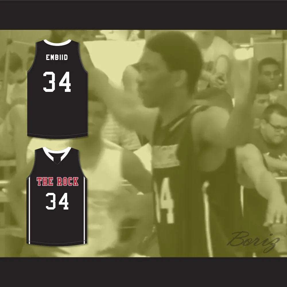 Joel Embiid 34 The Rock High School Black Basketball Jersey 2