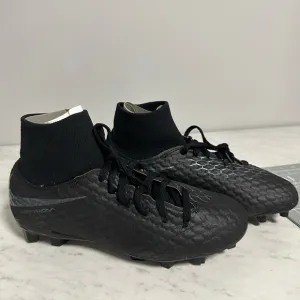 JR Hypervenom 3 Academy DF FG, soccer cleats, black, youth size 4