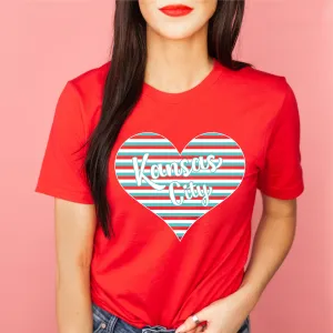KC Current Colors Kansas City Striped Heart Red Tee