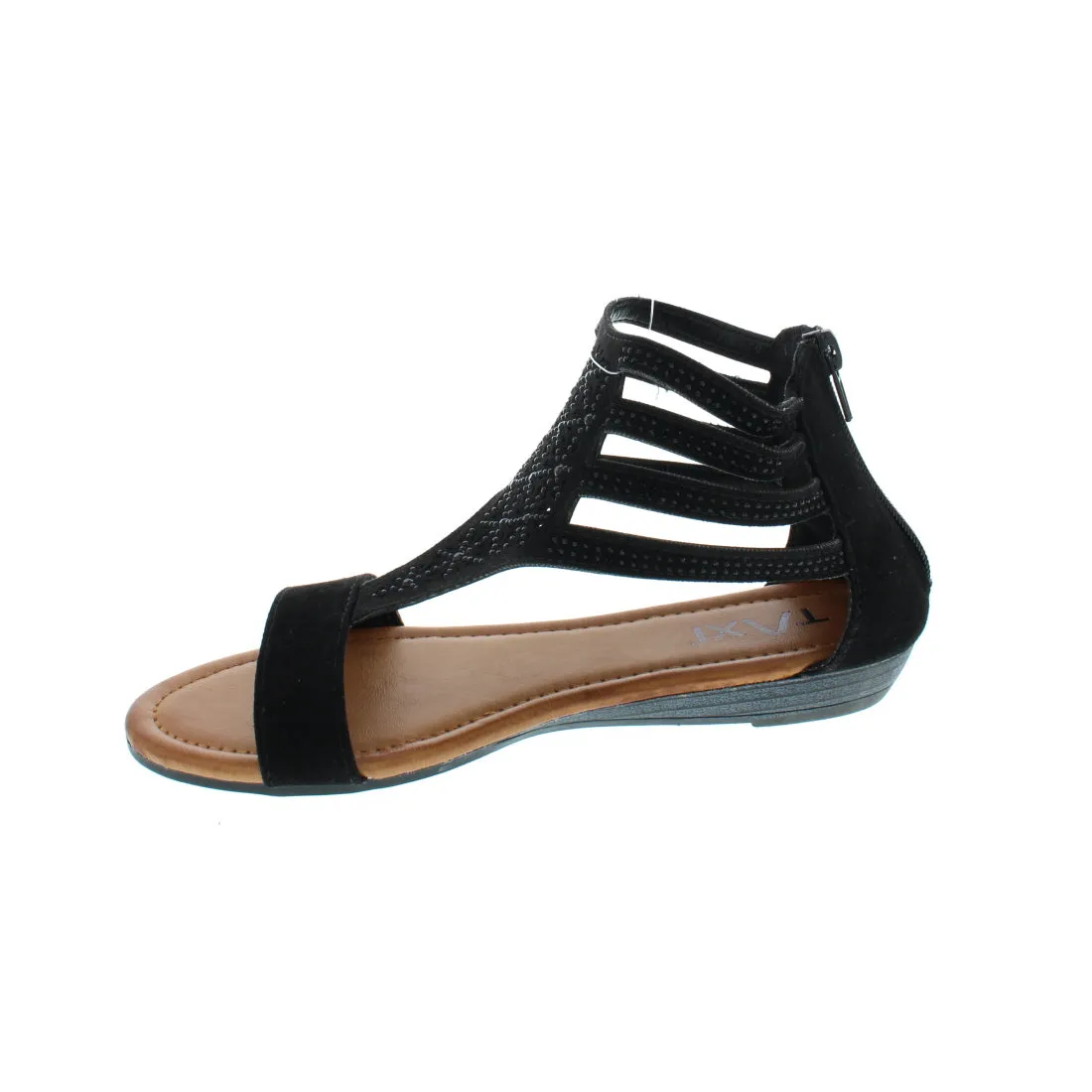 LA SDL STUDDED VAMP AND SIDE STRAPS BACK ZIP