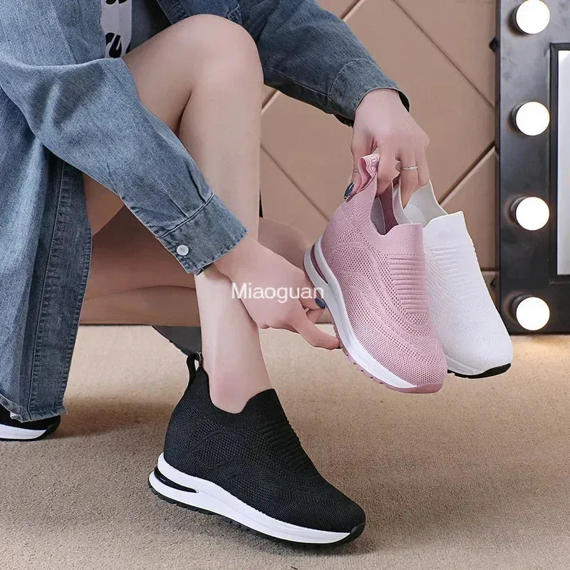 Lace-up Mesh Platform Sneakers for Women
