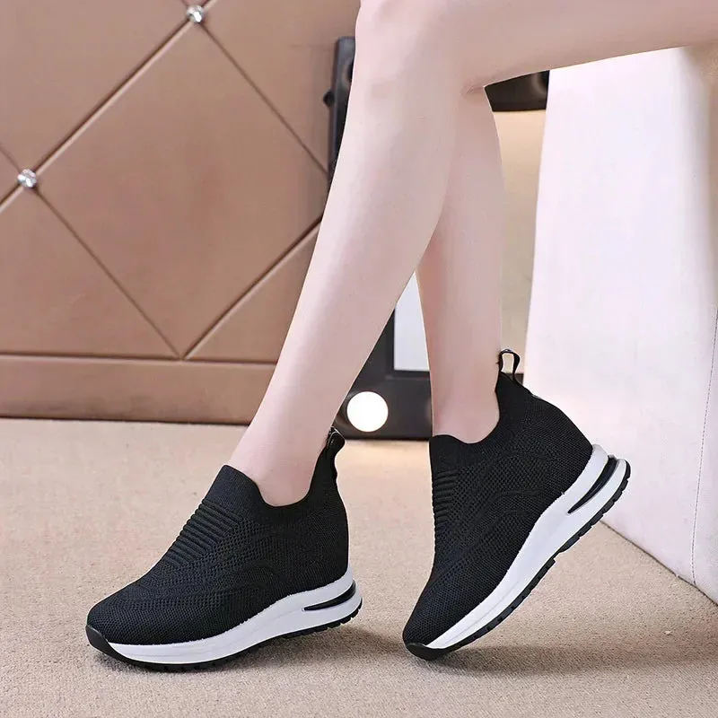 Lace-up Mesh Platform Sneakers for Women