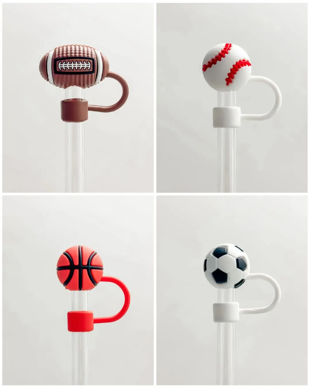 Large Sports Straw Toppers - Set of 4