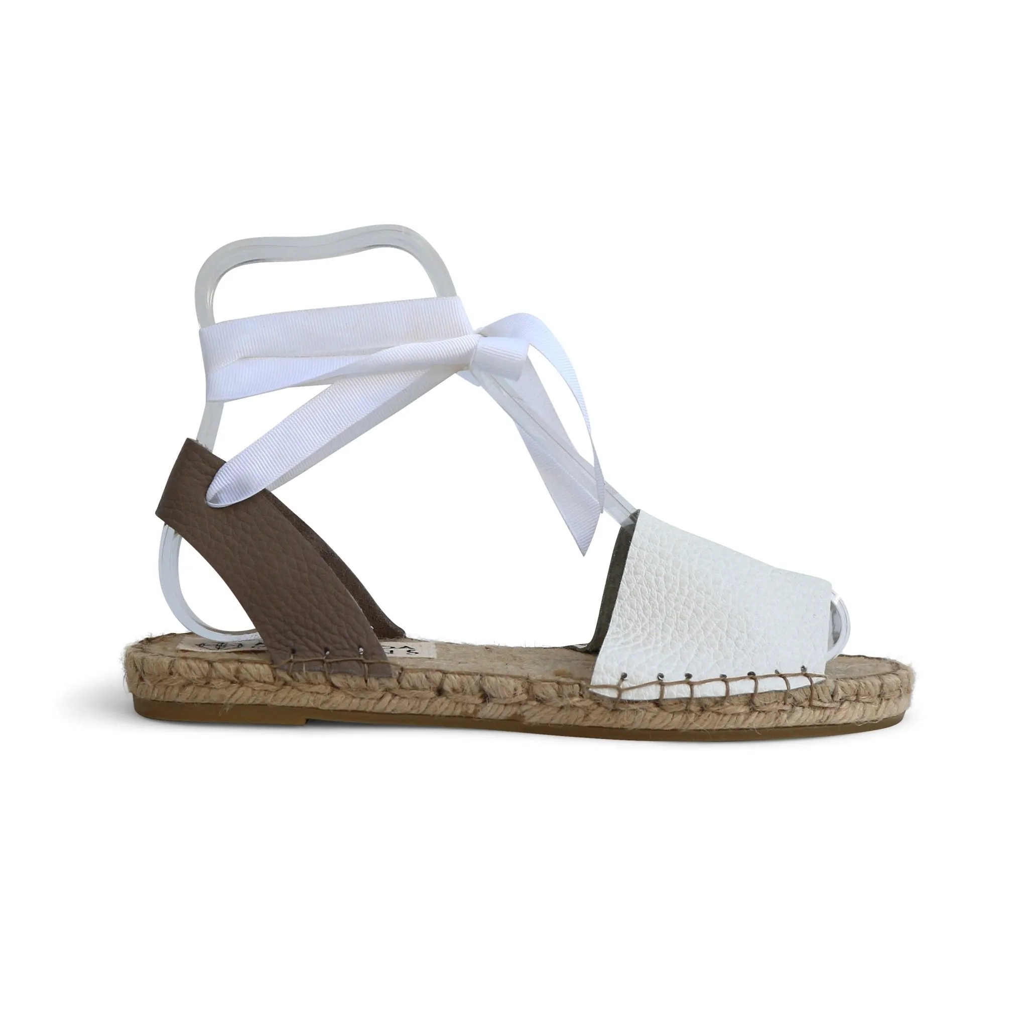 Leather Espadrilles Sandals - White - Classic Sole