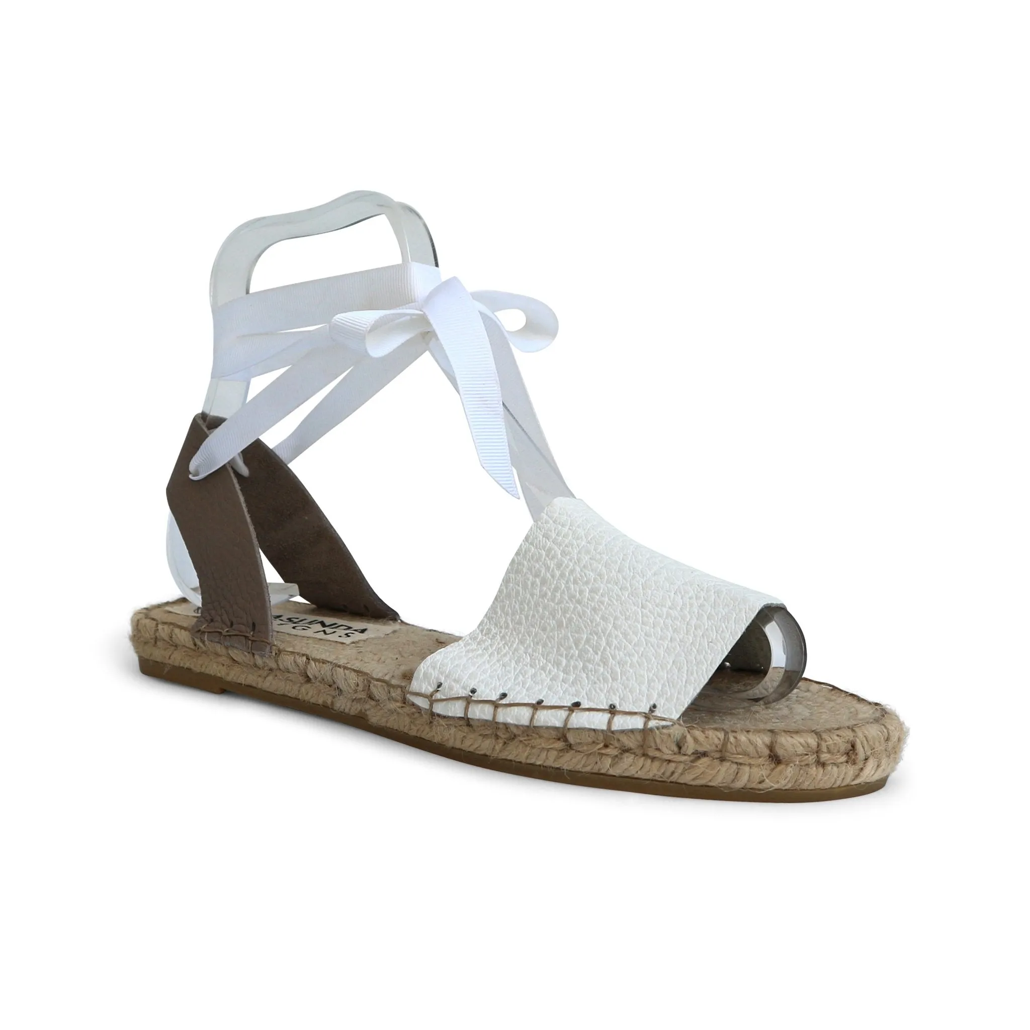 Leather Espadrilles Sandals - White - Classic Sole