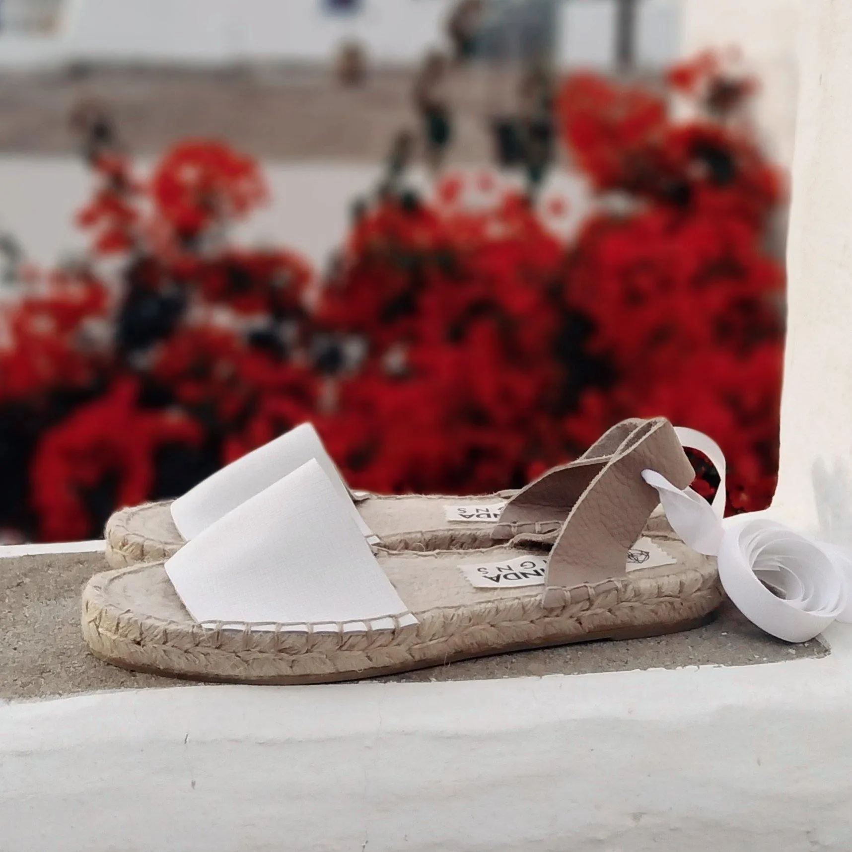 Leather Espadrilles Sandals - White - Classic Sole