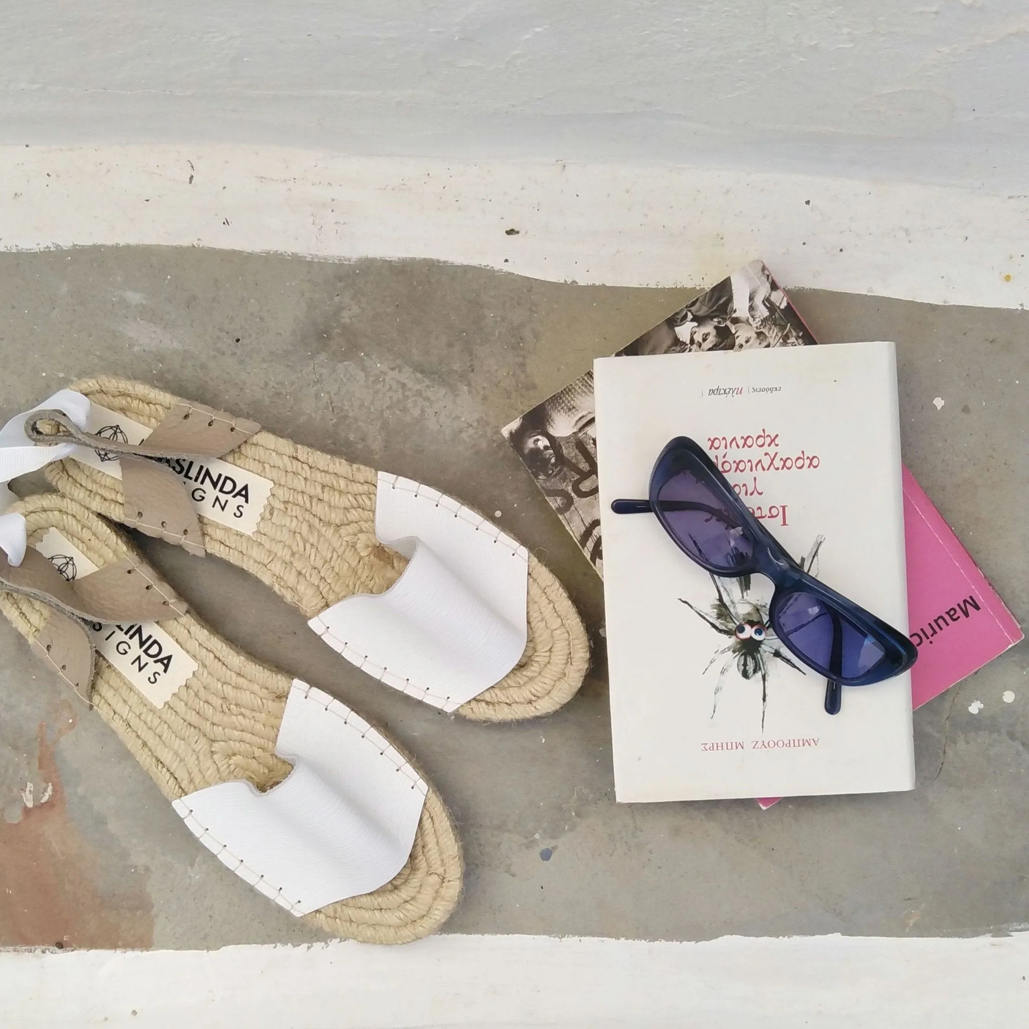 Leather Espadrilles Sandals - White - Classic Sole