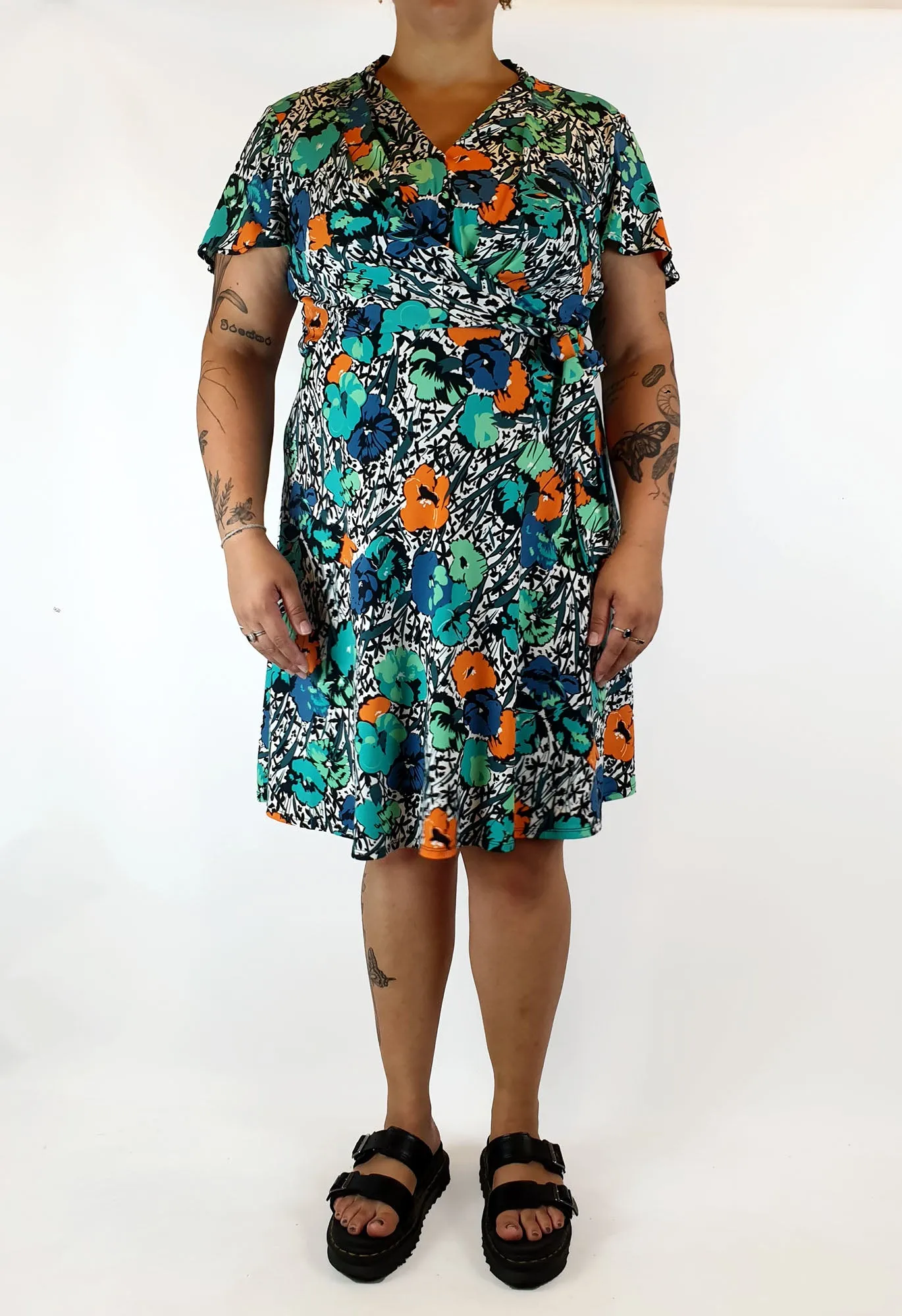 Leona Edminston green-based floral print dress size 16