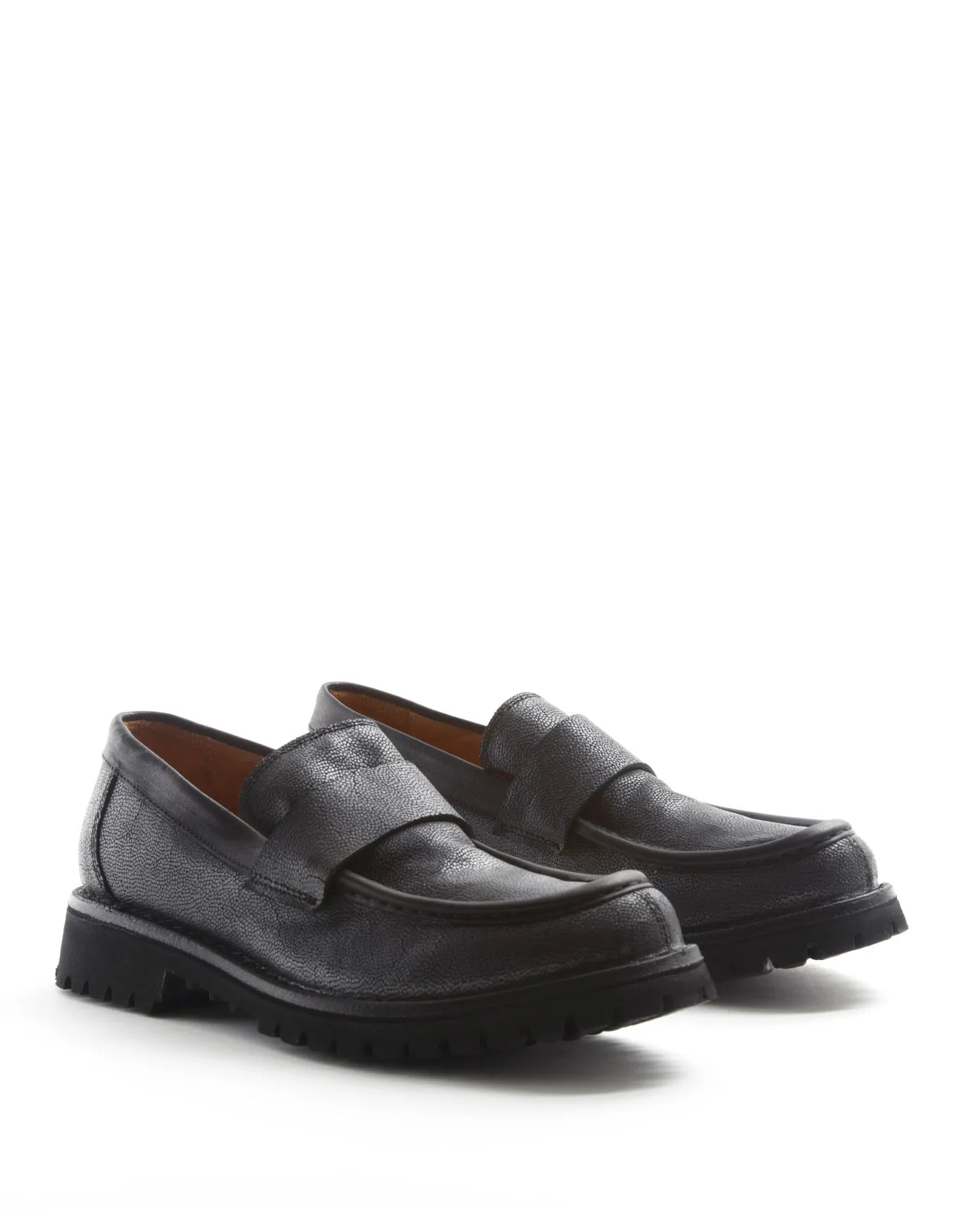 M-EMMET Silver Leather Loafers