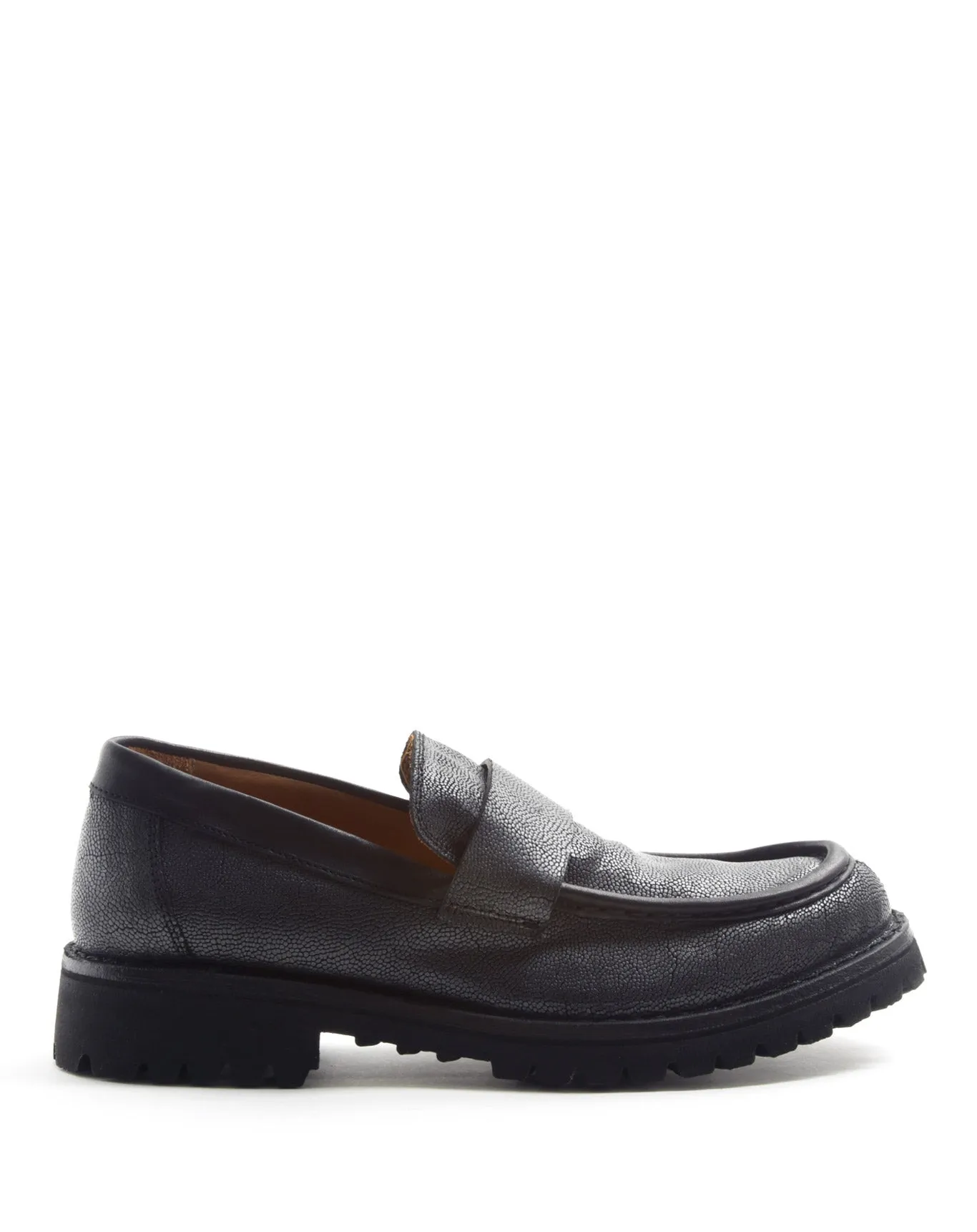 M-EMMET Silver Leather Loafers