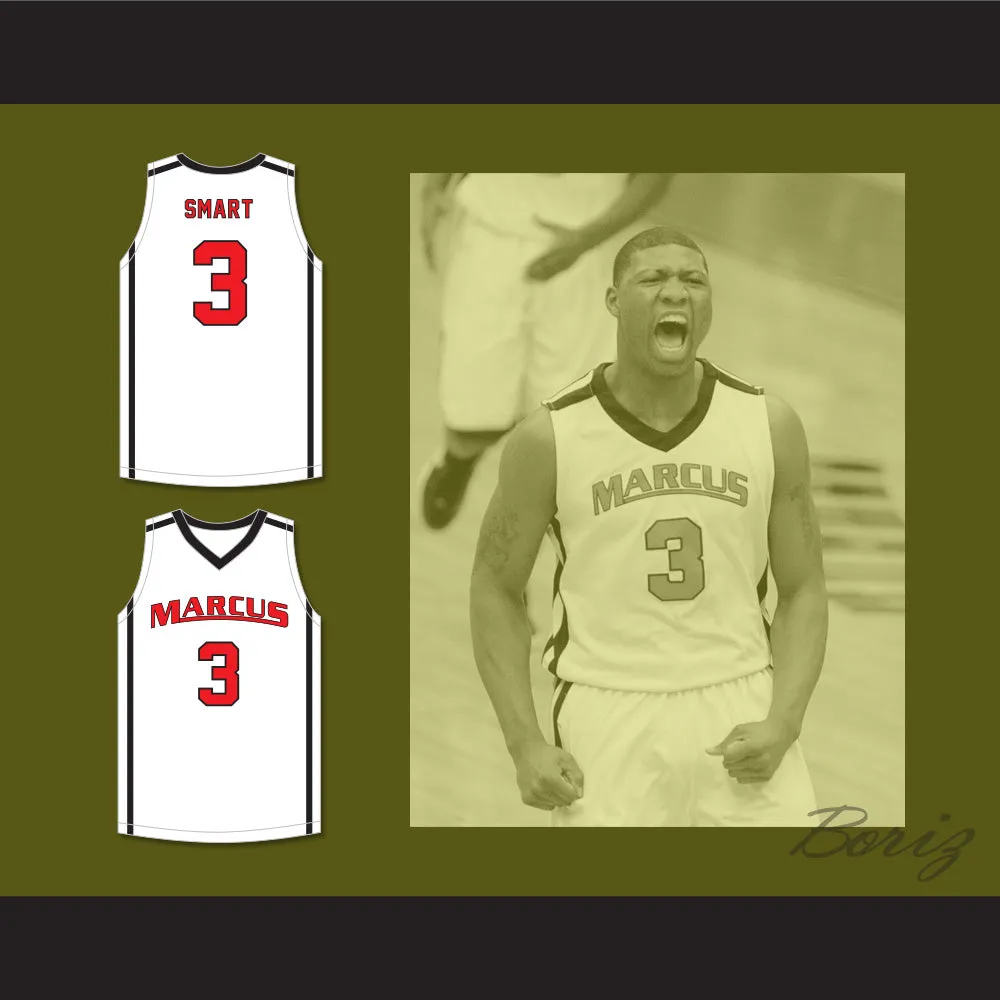Marcus Smart 3 Edward S. Marcus High School Marauders White Basketball Jersey 4