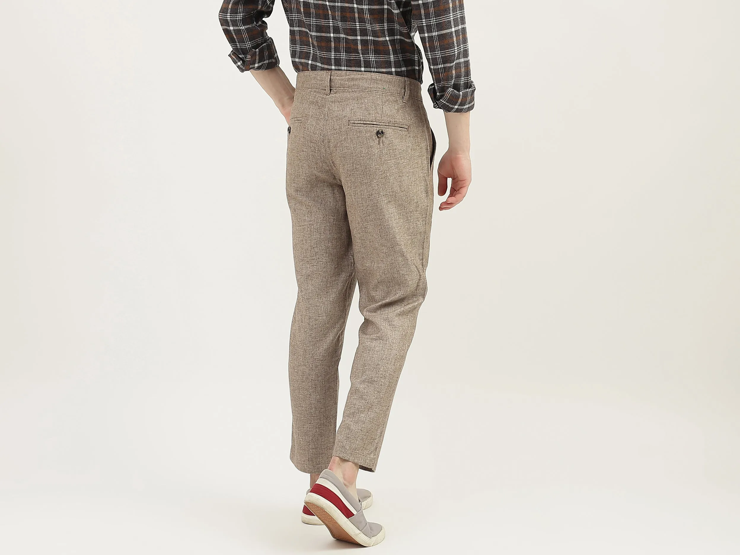 Men Textured Regular Fit Trousers